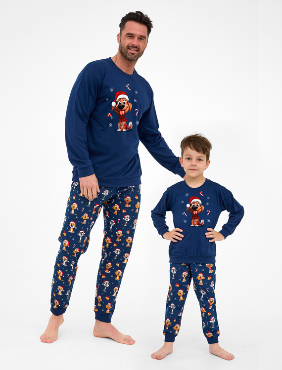 Pijamale bărbătești Dog Cornette 115/294 – Crăciun, bleumarin, bumbac