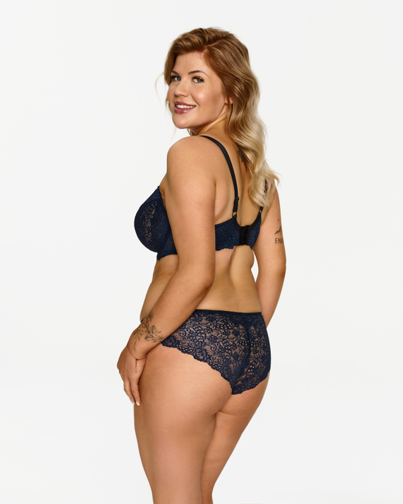 2619 Lupoline - sutien moale cu bretele cu dantelă, albastru marin