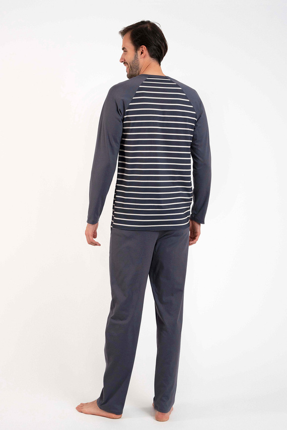 Lars Pijama cu mânecă lungă pentru bărbați, pantaloni lungi Italian Fashion - imprimeu grafit/grafit