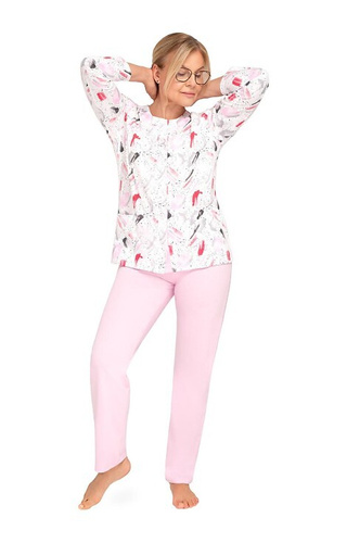 202 Maria III Pijamale dama Martel 31 roz – bumbac, cu fermoar, maneci lungi