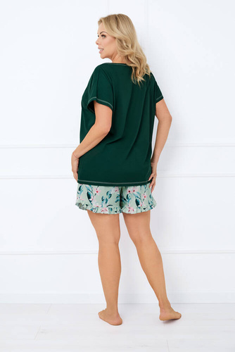 Florisa Pijama cu mânecă scurtă pentru femei, pantaloni scurți Italian Fashion - verde închis/print 