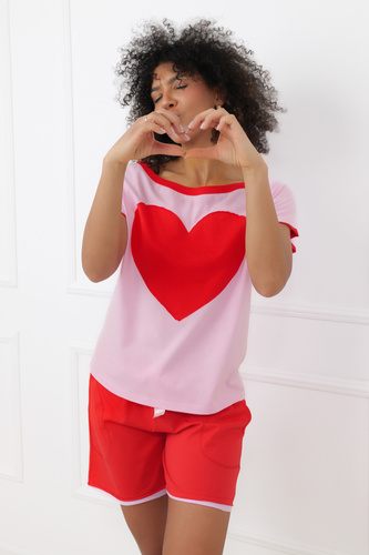 Pijama Sabrina Italian Fashion 100% bumbac – mânecă scurtă, pantaloni scurți