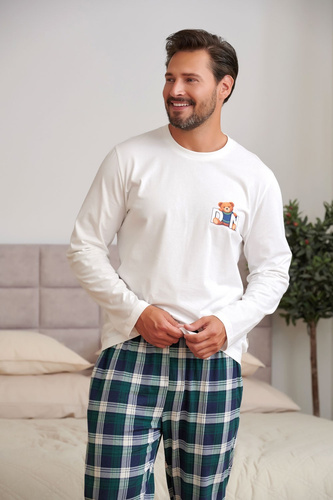 Pijamale bărbați Doctor Nap 7514 Teddy 100% bumbac mânecă lungă pantaloni