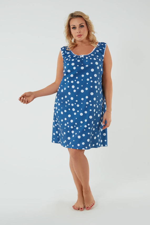 Cămașă de noapte și halat de alăptare Raba, cu curea largă Modă italiană - imprimeu albastru 