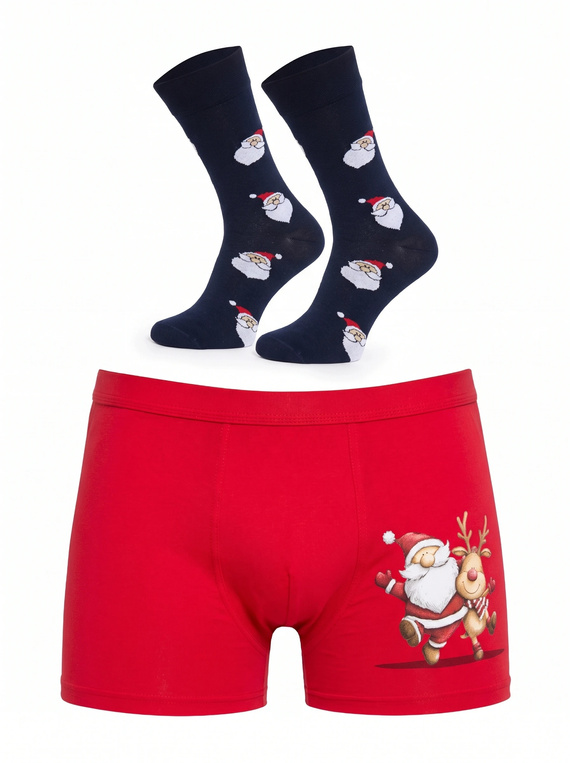 Cornette Gift 914/06 set bărbați de Crăciun boxeri și șosete Moș Crăciun ren