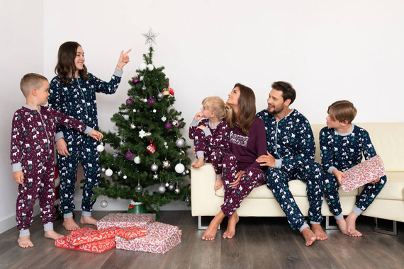 Ava Ladies' pijama cu mânecă lungă și pantaloni Italian Fashion - imprimeu albastru marin