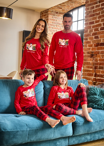 594/185 592/185 Pijamale de iarnă Cornette pentru fete - Crăciun, roșu, bumbac