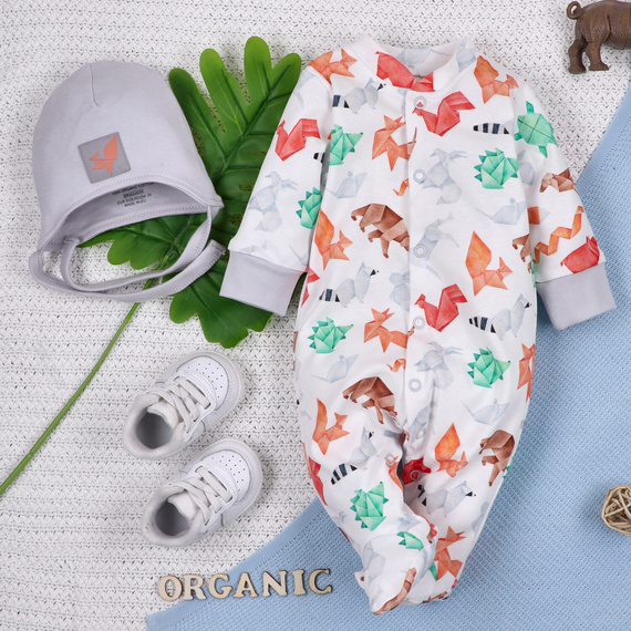 ABN-5386 Romper Fun Origami din bumbac organic imprimeu Nini