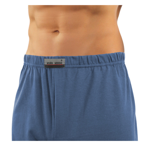 Pijamale bărbați Sesto Senso cu mâneci scurte cu fermoar - blugi ancoră