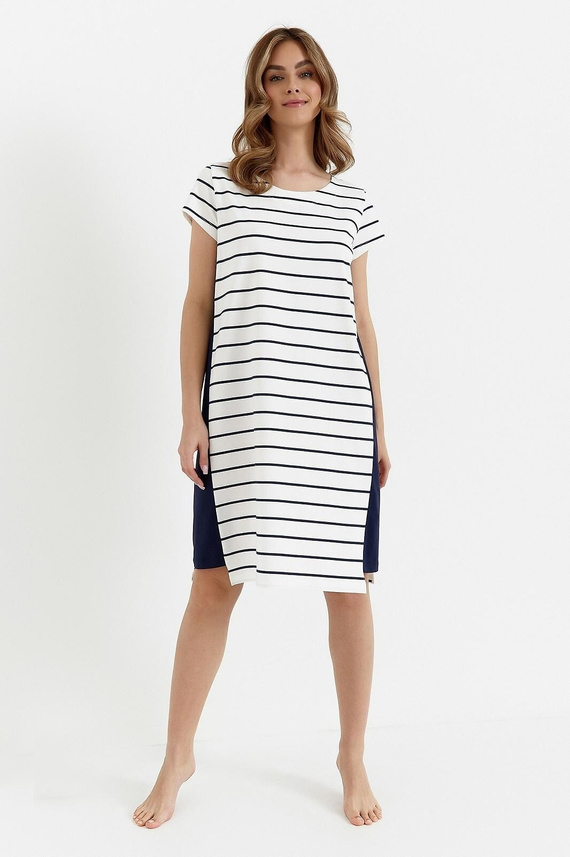 Cămașă de noapte 449 Cana ecru – bumbac, mâneci scurte, feminină și confortabilă