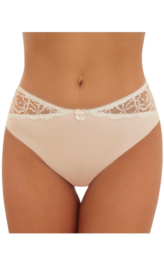 Chiloti damă Inga Emili bej din microfibră laser cut cu plasă brodată