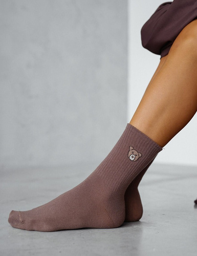 Milena 0200-181 maro – șosete de damă cu urs, bumbac, moi și confortabili