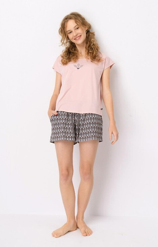 Pijamale de dama LNS 880 Key din bumbac - pudra-mocca