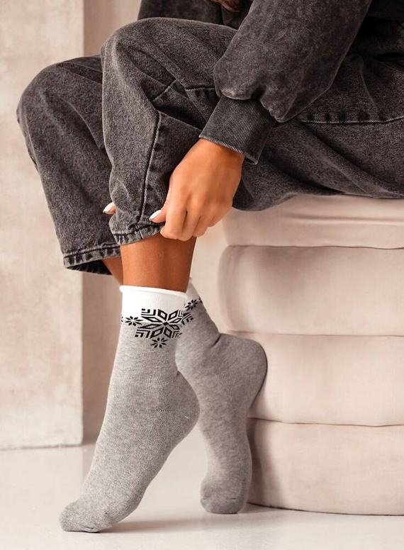 0071-007 Fulg de zăpadă Unique Ciorapi de Crăciun pentru damă Milena - melange deschis