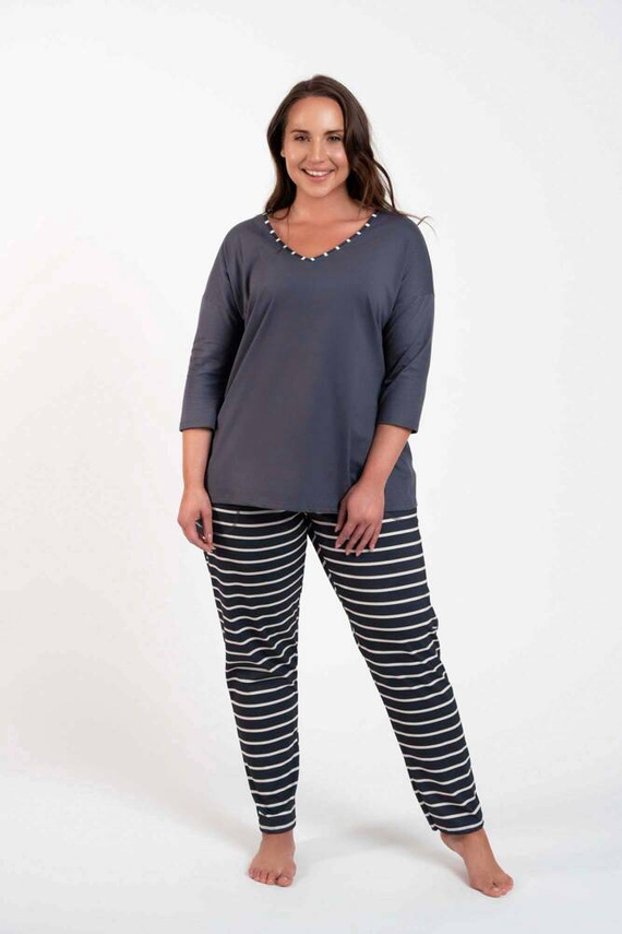 Betty Pijama de damă cu mânecă 3/4, pantaloni lungi Italian Fashion - imprimeu grafit/grafit