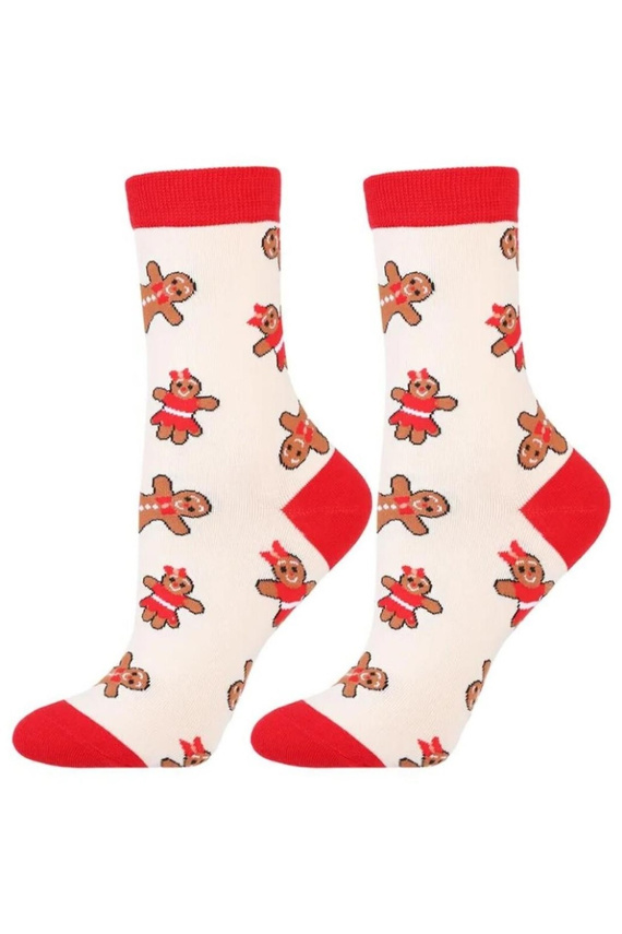 Șosete de damă Moraj CSLS300-046/2 roșii/vanilie - Crăciun, bumbac, set de 2 perechi