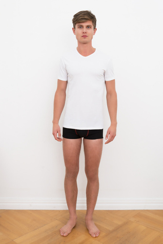 Ikar Tricou pentru bărbați, gât tip bufantă Modă italiană - alb 