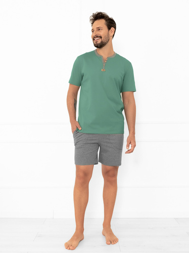 Julius Italian Fashion pijama bărbați salvie - scurt, bumbac, elegant