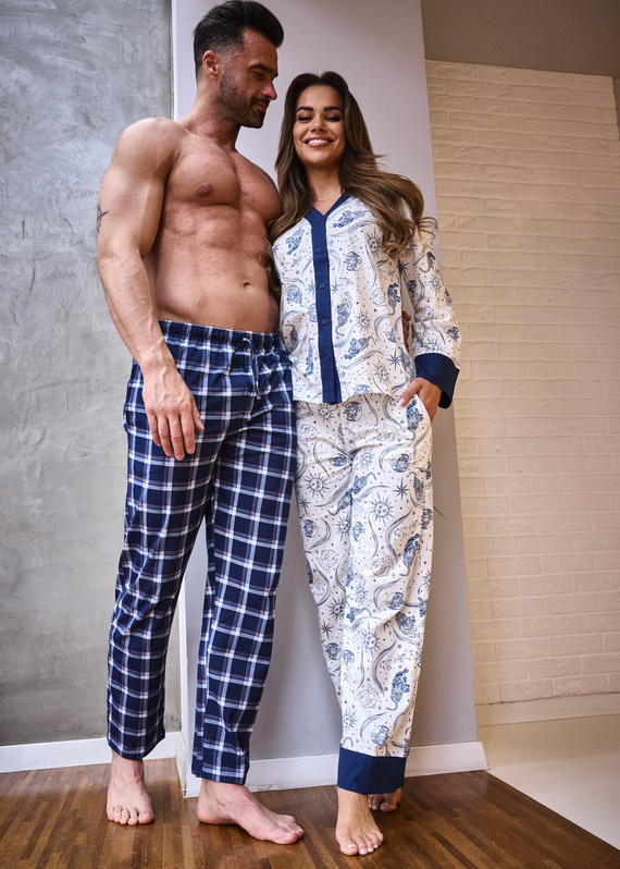 Pijamale dama 514/443 Amber CORNETTE – bumbac, maneci lungi, nasturi