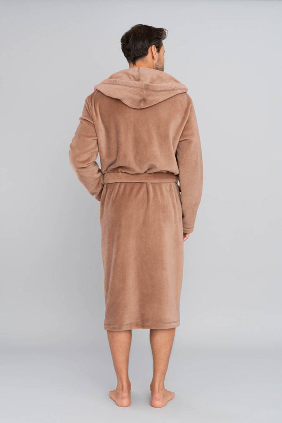 Mimas Halat de baie cu glugă pentru bărbați Italian Fashion- camel 