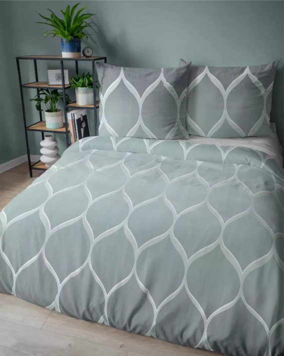 5221 A Lenjerie de pat din satin geometric Detexpol gri