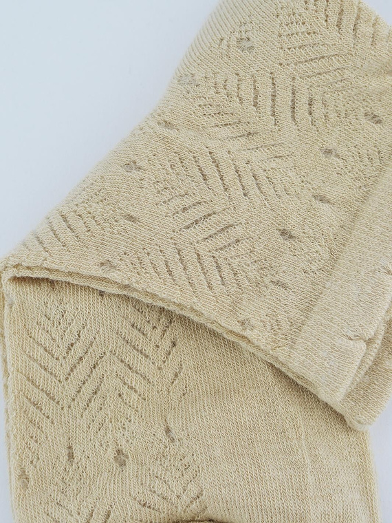 SB118 Sosete Jacquard Leaf Noviti - bej