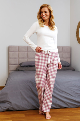 Doctor Nap 7302 – Pijamale de damă cu mâneci lungi și pantaloni în carouri