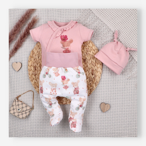 Body bebeluși Nini Little Mouse bumbac organic tip petrecut mânecă scurtă