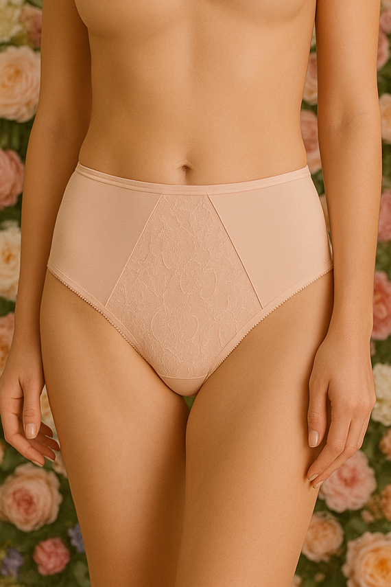 VF-435 – chiloți de damă cu dantelă și talie înaltă Vena nud