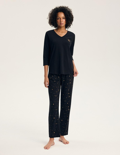 Pijamale damă Henderson 45438 Gilly 3/4 negru 100% bumbac pantaloni lungi
