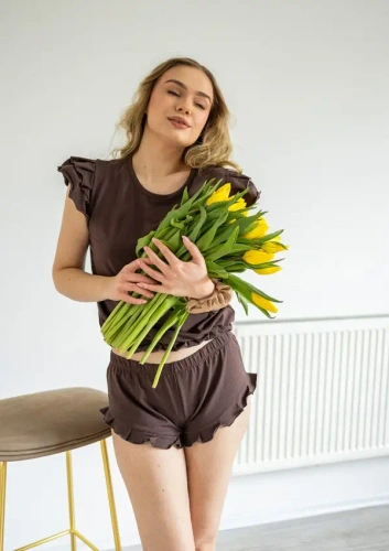 Pijama damă Dkaren Lulu 2 bumbac set pantaloni scurți confort