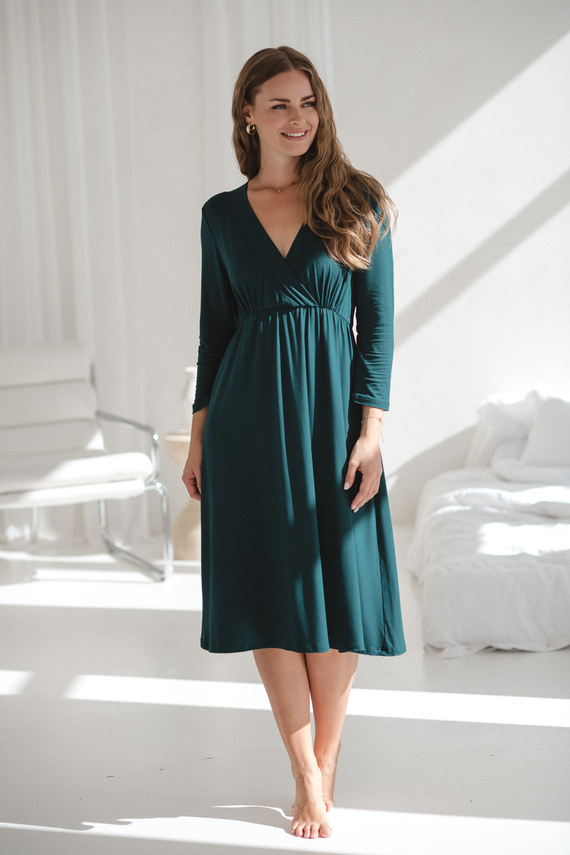 Cămașă de noapte pentru gravide și alăptare Star Light din bambus – elegantă, respirabilă, ideală pentru maternitate