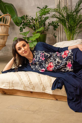 676 Pijama de damă cu talpă Forex - albastru marin