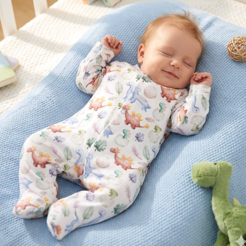 Salopă pentru bebeluși ABN-5567 Dino Explorer Nini | Bumbac organic, închidere cu capse