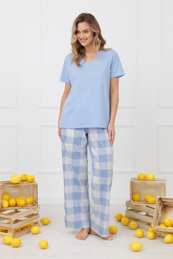 Pijama damă MIKA Italian Fashion 100% bumbac pantaloni lungi