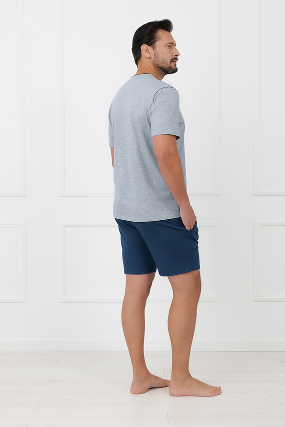 Pijamale bărbați Devon Italian Fashion bumbac mânecă scurtă melanj