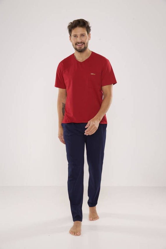 624 Kevin Forex Pijama pentru bărbați - maro - albastru marin