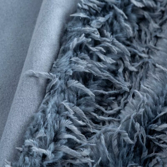 Pătură Adore, cuvertură de pat cu draperii, shaggy, blană, bleumarin