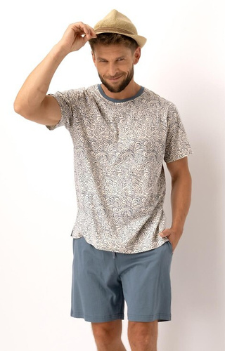 MNS 748 Key Pijamale pentru bărbați - ecru - blugi