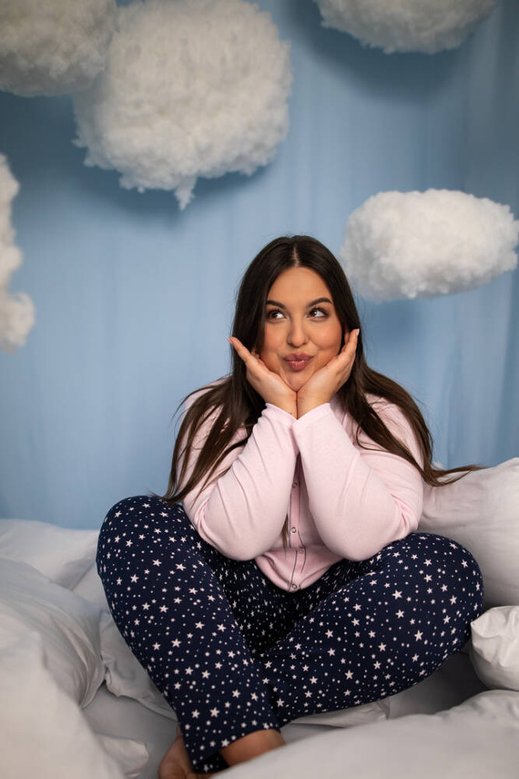 Libra Pijama de damă cu mânecă lungă și pantaloni Italian Fashion - roz/print 