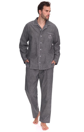 2533 Pijamale bărbătești Zeus L&L – bumbac, melanj, cu guler și nasturi