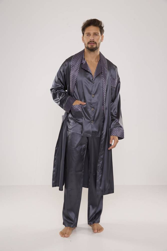 939 Pijama gri satinată pentru bărbați