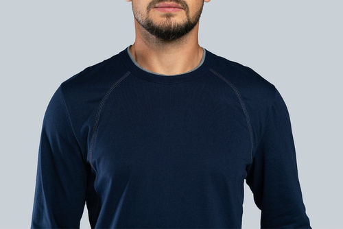 Niko Pijama pentru bărbați cu mânecă lungă, pantaloni lungi Italian Fashion - albastru marin 