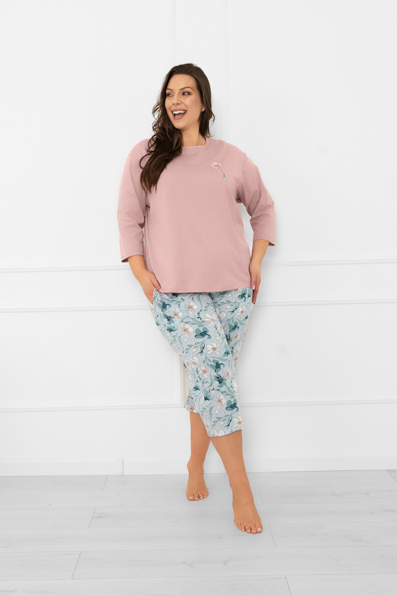 Pijama de damă Perlis - mânecă 3/4 și pantaloni, bumbac Italian Fashion  