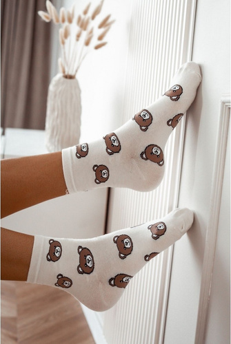 0200-009 Teddy Bears Heads Sosete dama Milena ecru