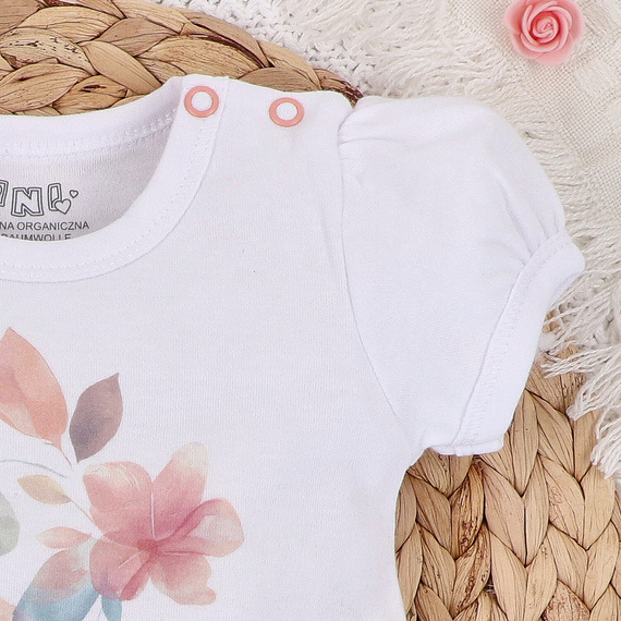 ABN-5422 Flori colorate Bluză din bumbac organic Nini alb