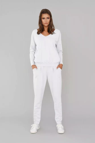 Karina Ladies set cu mânecă lungă, pantaloni Italian Fashion - alb 