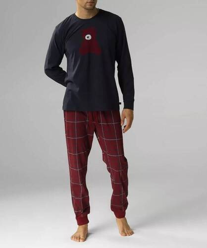 NMP-377 Pijamale bărbați cu mâneci lungi, Atlantic - bleumarin visiniu