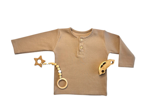 Bluza polo pentru baieti cu maneca lunga, maro BL14951 - eleganta si confortabila