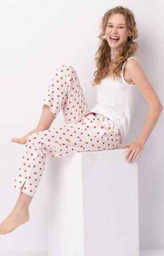 LHE 167 B24 Pantaloni de pijama Key - ecru